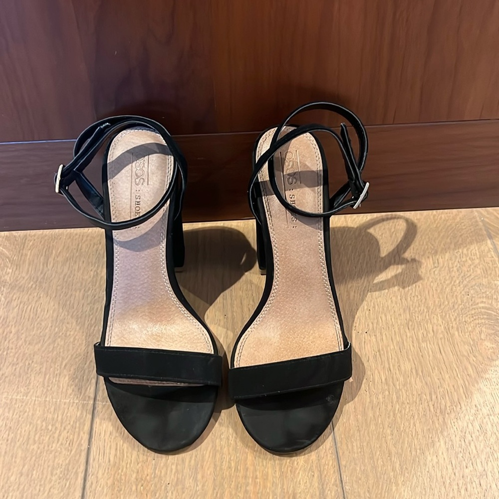 ASOS black heel sandals size 6 (UK 4)